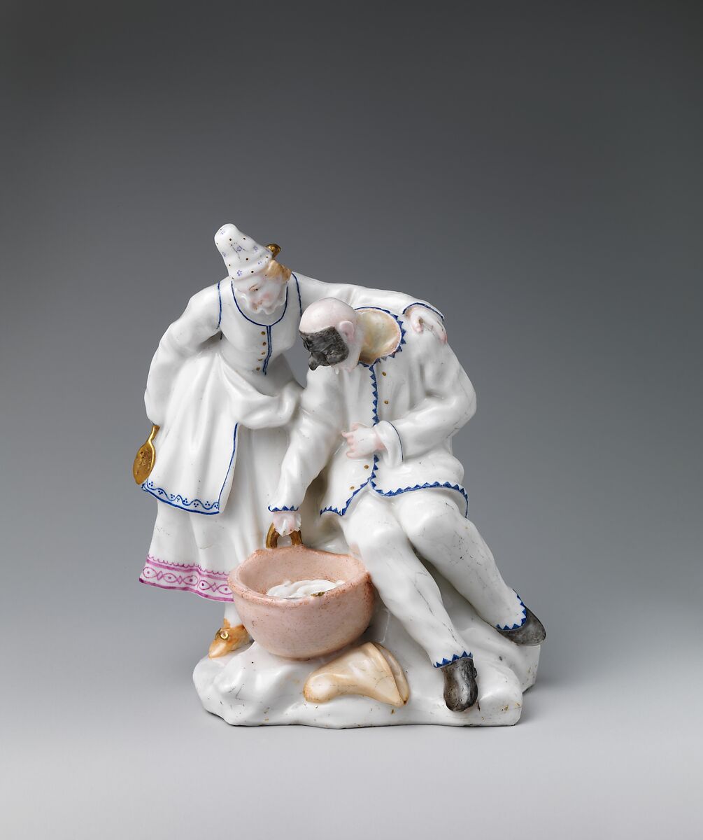 The Spaghetti Eaters (Columbine and Pulcinella), Capodimonte Porcelain Manufactory  Italian, Soft-paste porcelain decorated in polychrome enamels, gold, Italian, Naples