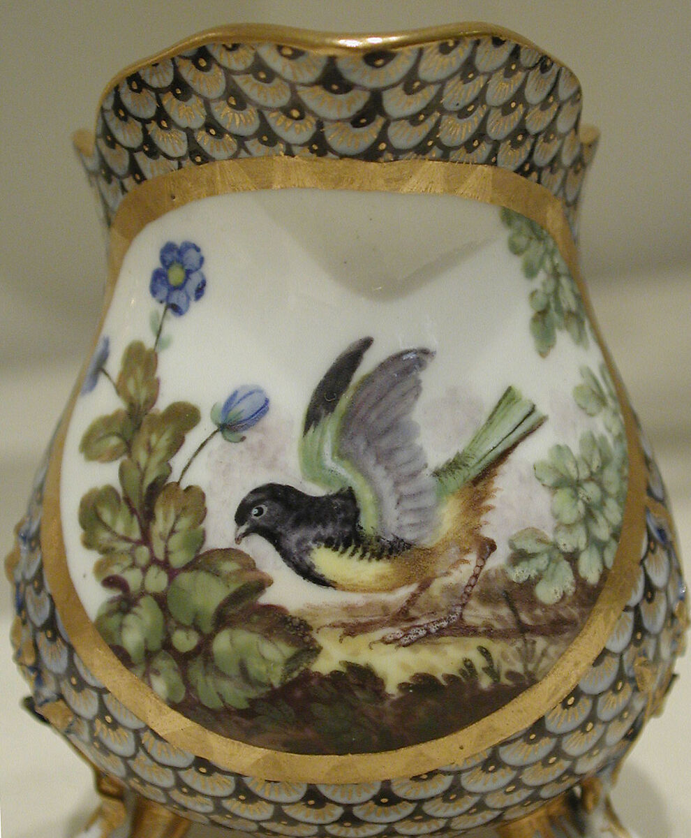 Milk jug (pot à lait à trois pieds) (part of a service), Sèvres Manufactory (French, 1740–present), Soft-paste porcelain 
decorated in polychrome enamels, gold, French, Sèvres