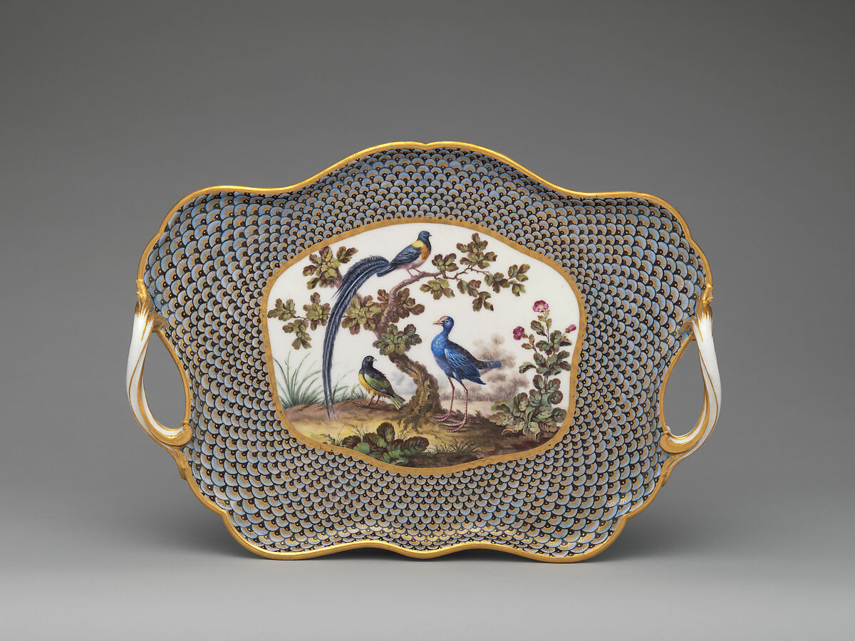 Tray (plateau Duplessis) (part of a service), Sèvres Manufactory (French, 1740–present), Soft-paste porcelain 
decorated in polychrome enamels, gold, French, Sèvres 