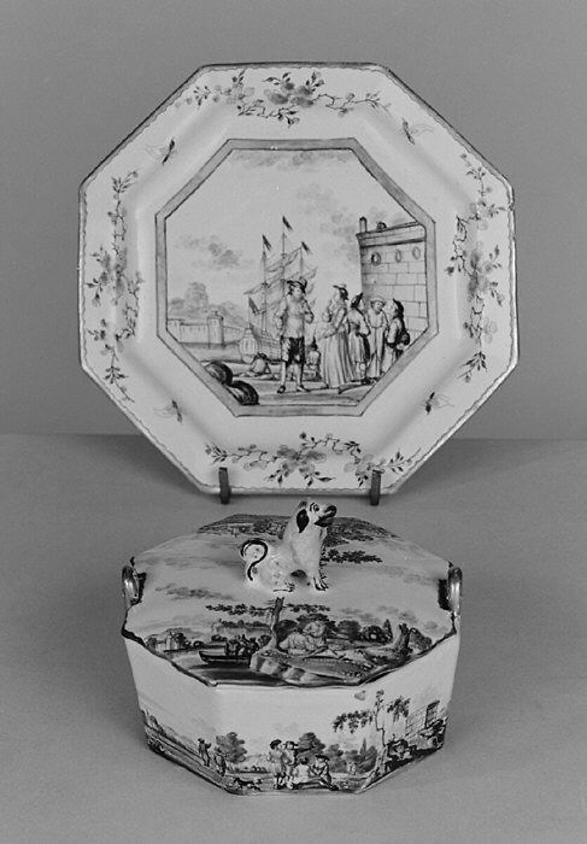 Butter dish with cover and stand, Faience (tin-glazed earthenware), Dutch, Delft 