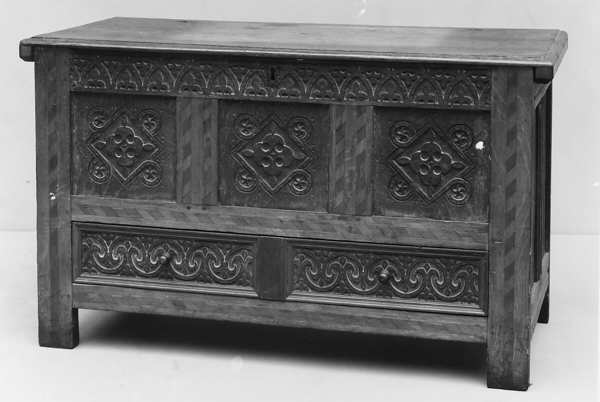 Chest with Drawer, Oak, chestnut, cedar, walnut, American