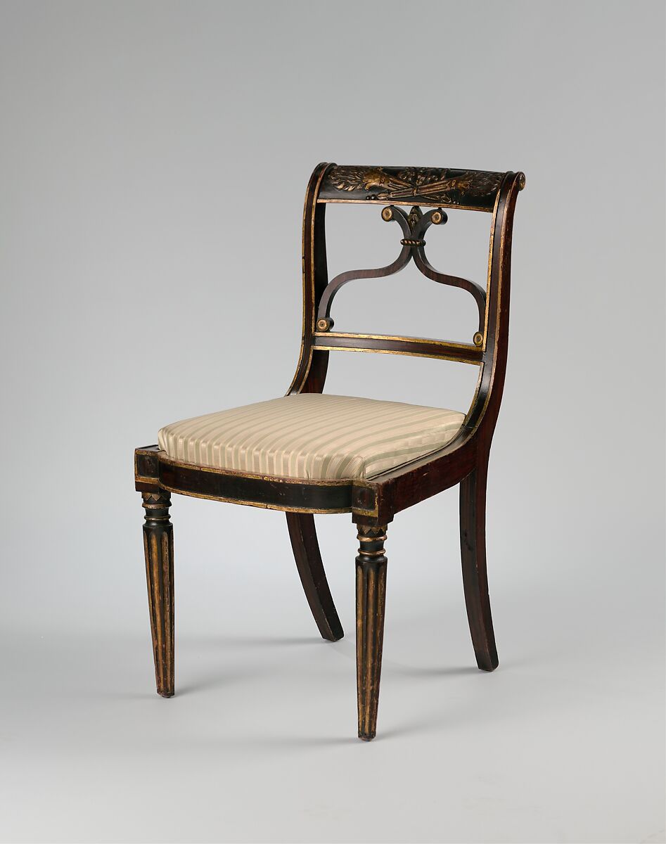 Side chair, Rosewood grained and gilded maple and cherry, American 
