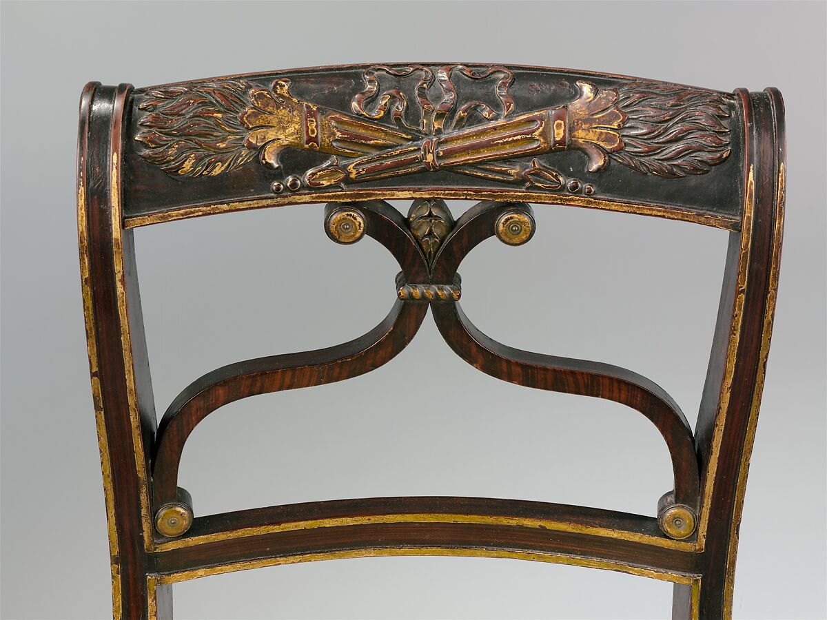 Side chair, Rosewood grained and gilded maple and cherry, American