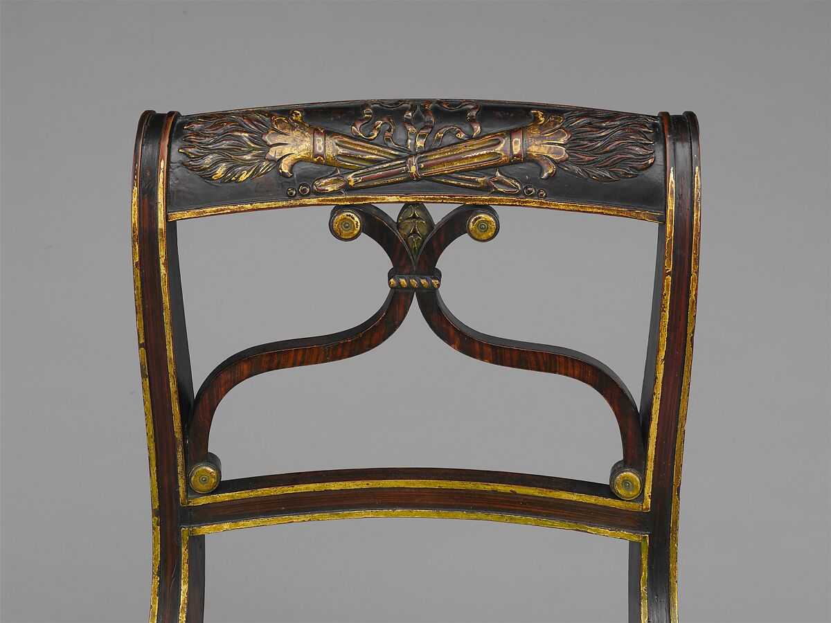 Side chair, Rosewood grained and gilded maple and cherry, American