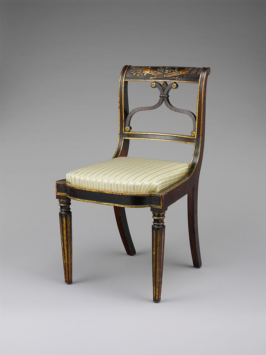 Side chair, Rosewood grained and gilded maple and cherry, American