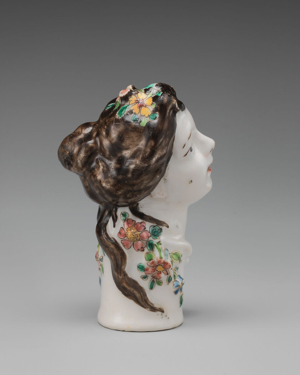 Cane handle, Chelsea Porcelain Manufactory (British, 1744–1784), Soft-paste porcelain, British, Chelsea