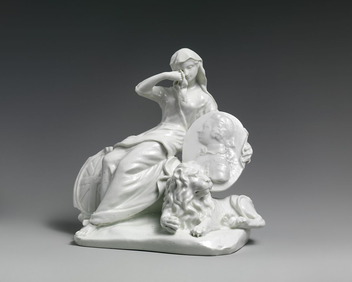 Mourning Britannia, Saint James&#39;s Factory (British, ca. 1748/49–1760), Soft-paste porcelain, British, Chelsea 