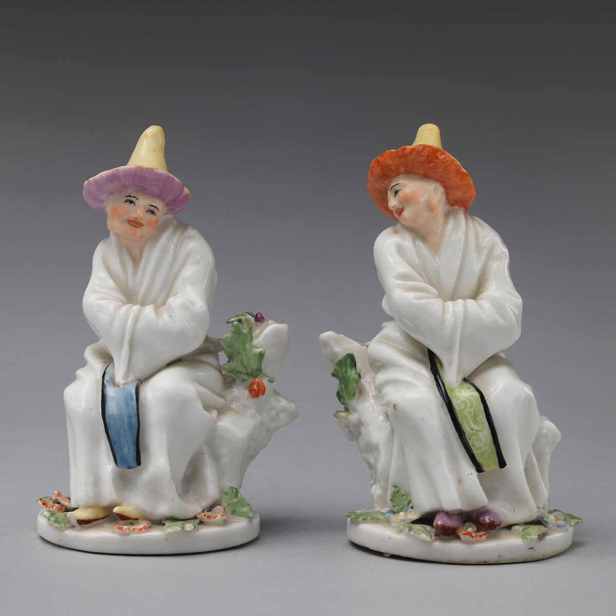 Pair of Chinese figures, Chelsea Porcelain Manufactory (British, 1745–1784, Red Anchor Period, ca. 1753–58), Soft-paste porcelain, British, Chelsea 