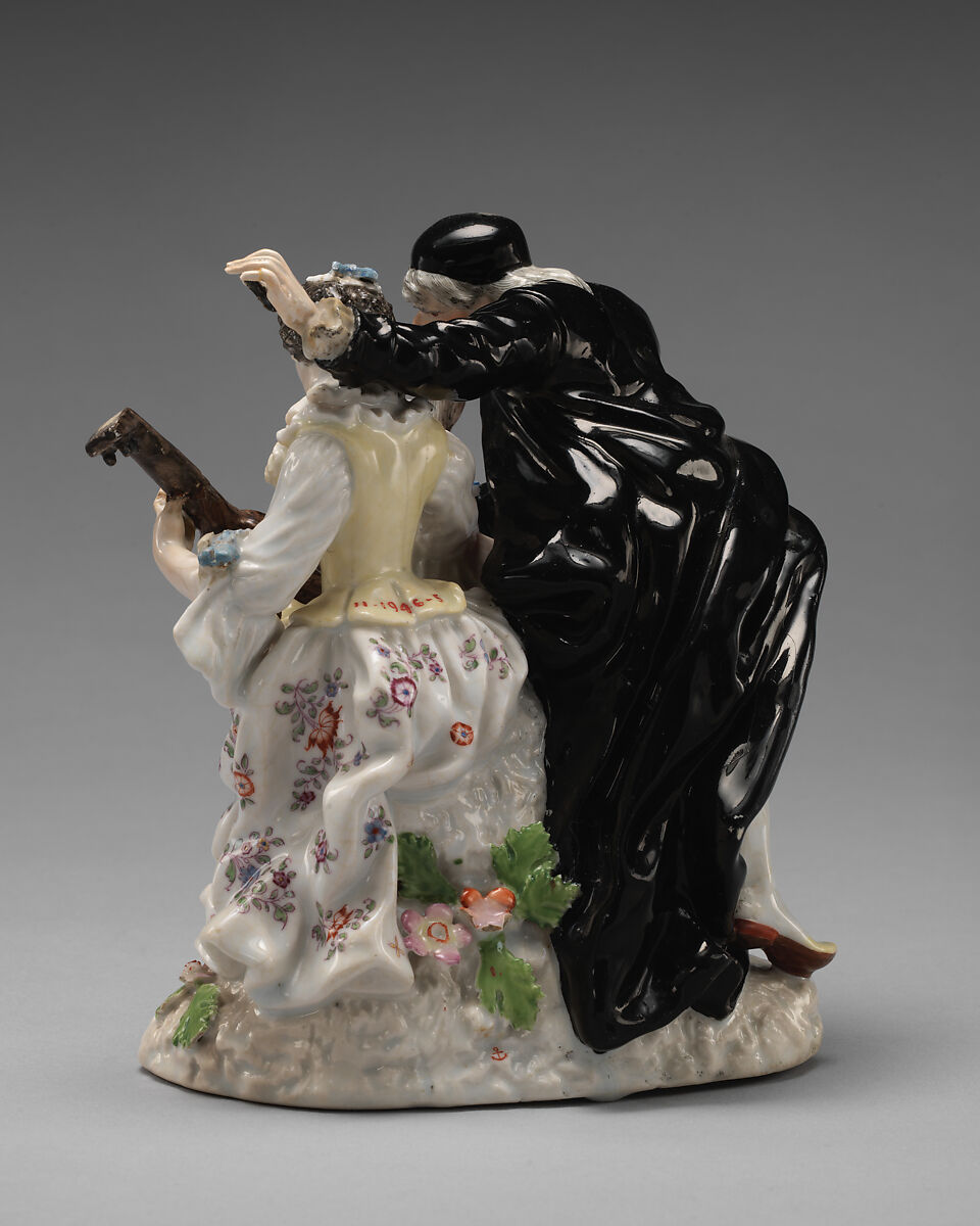 Pantaloon and Columbine, Chelsea Porcelain Manufactory (British, 1745–1784, Red Anchor Period, ca. 1753–58), Soft-paste porcelain, British, Chelsea