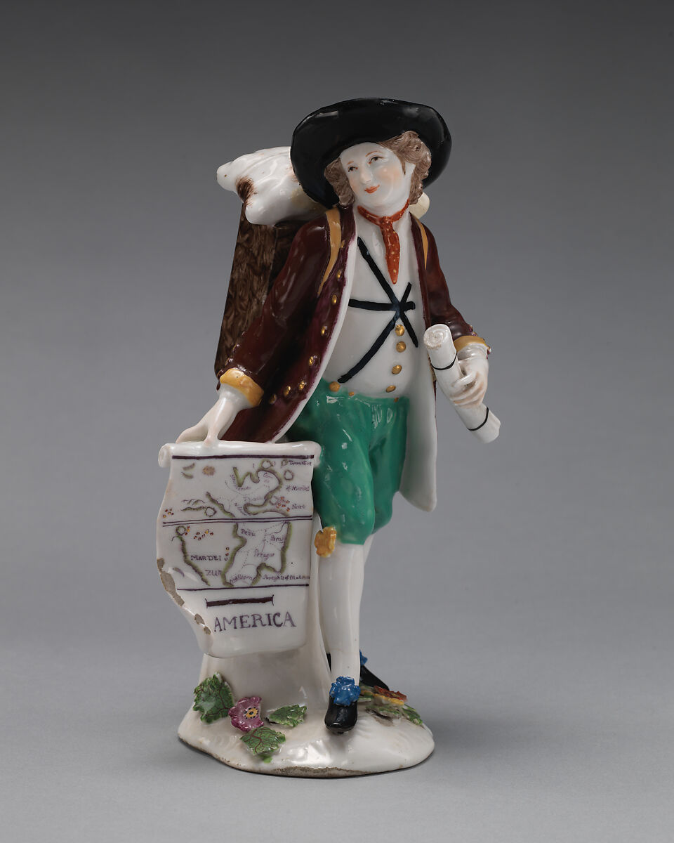 Map seller, Chelsea Porcelain Manufactory (British, 1745–1784, Red Anchor Period, ca. 1753–58), Soft-paste porcelain, British, Chelsea 