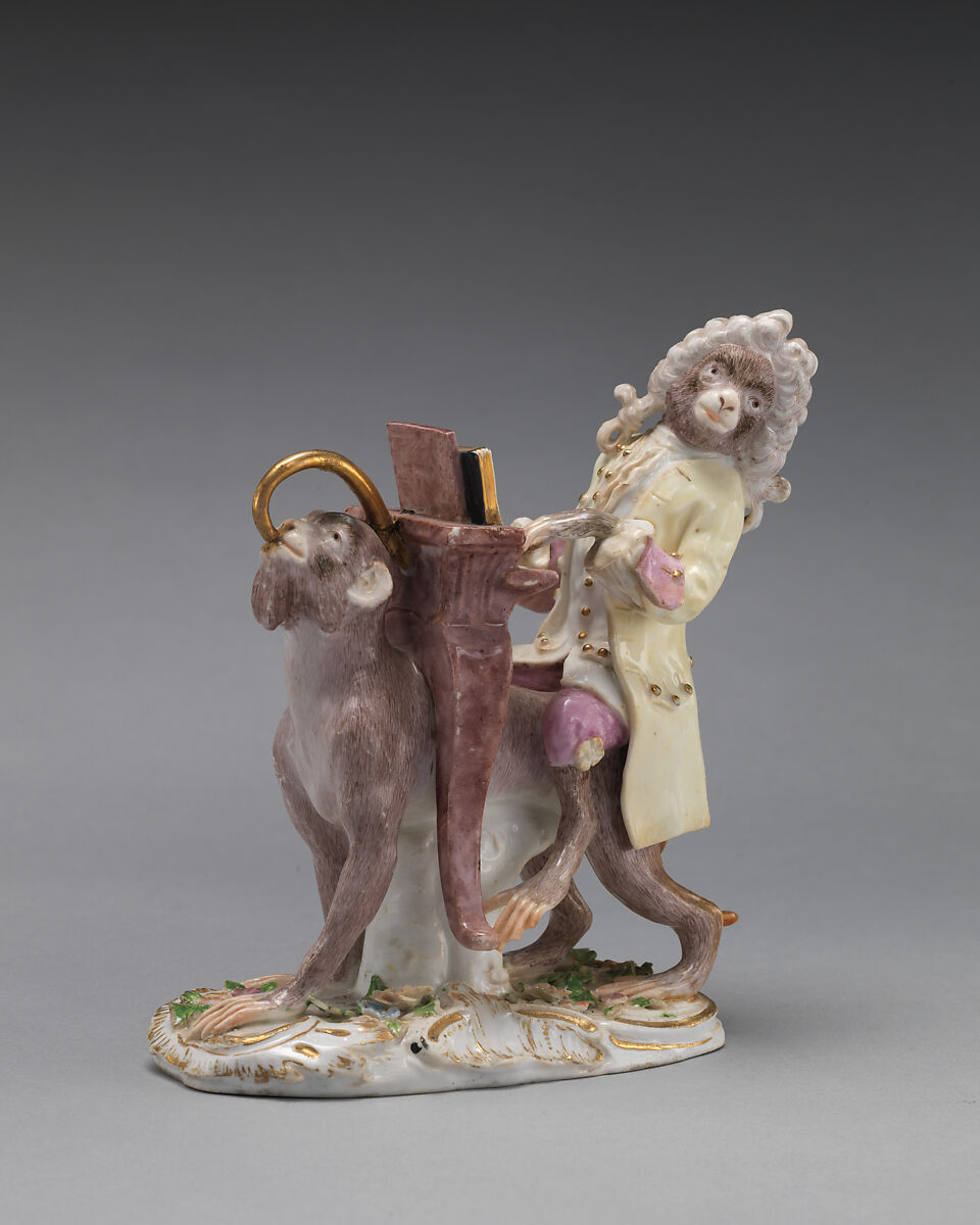 Monkey as organ player, Chelsea Porcelain Manufactory (British, 1745–1784, Red Anchor Period, ca. 1753–58), Soft-paste porcelain, British, Chelsea 