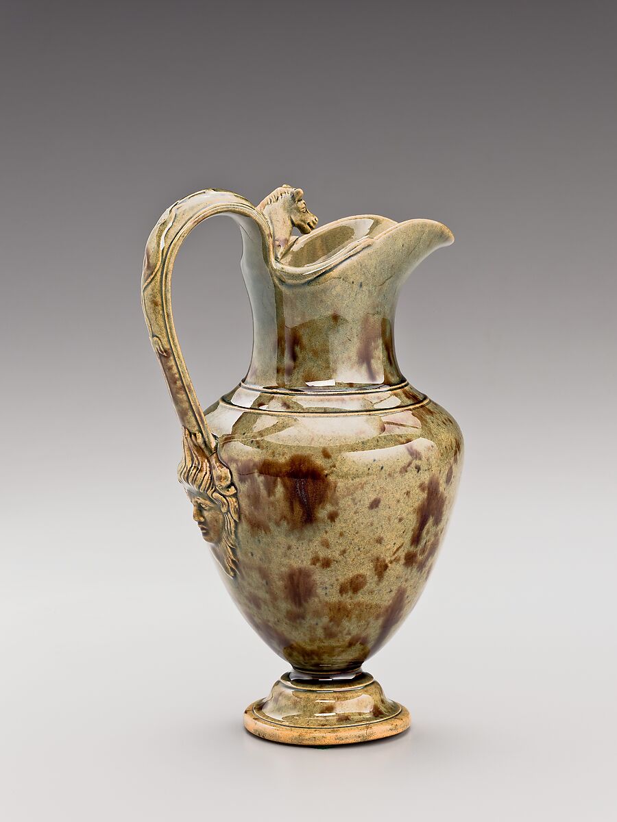 Pitcher, Chelsea Keramic Art Works (1872–1889), Earthenware, American 