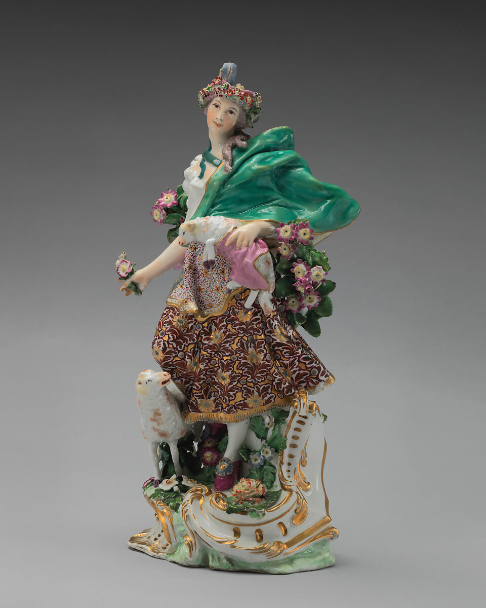 Shepherdess, Chelsea Porcelain Manufactory (British, 1745–1784, Gold Anchor Period, 1759–69), Soft-paste porcelain, British, Chelsea 