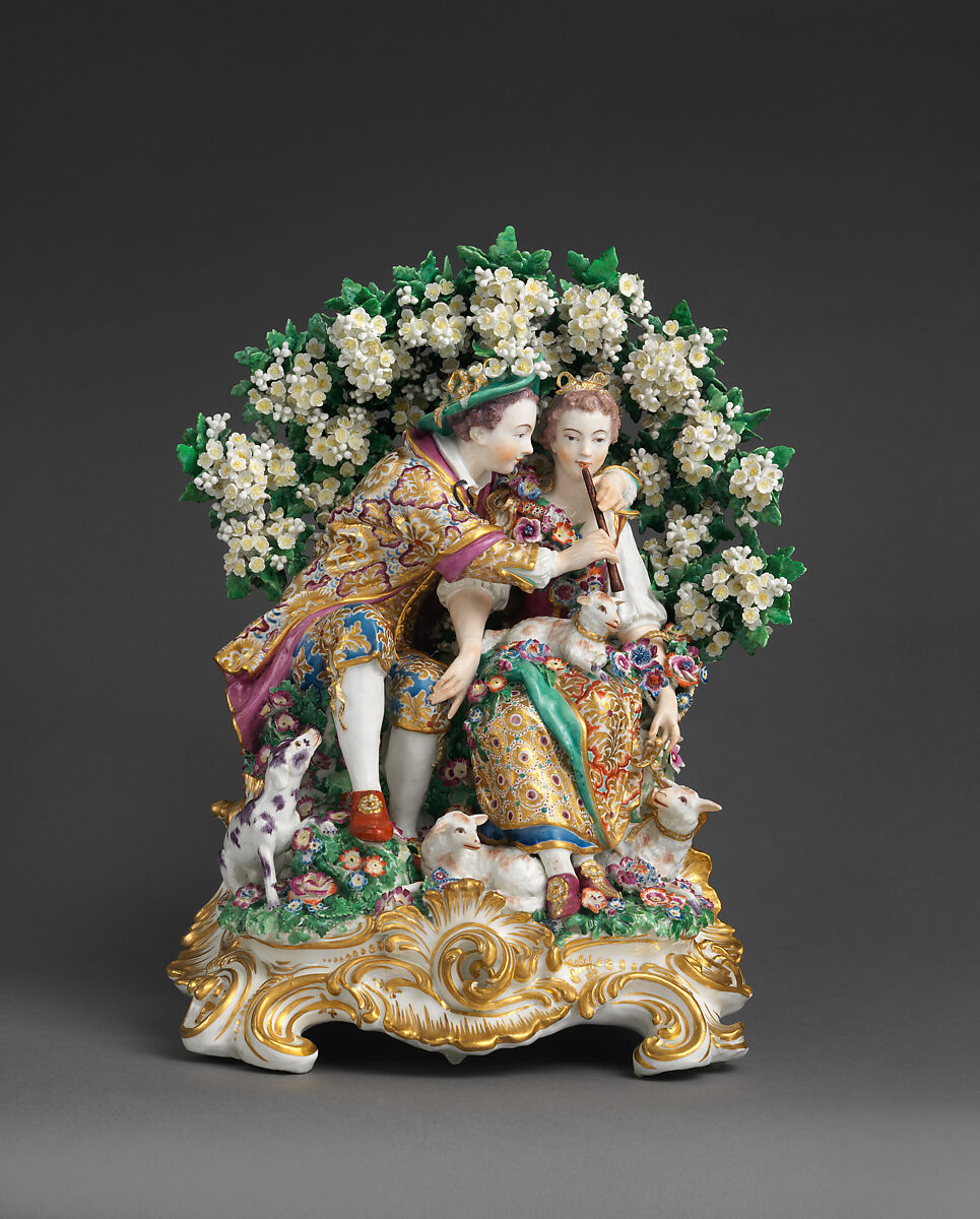 The Music Lesson, Chelsea Porcelain Manufactory (British, 1745–1784, Gold Anchor Period, 1759–69), Soft-paste porcelain, British, Chelsea 