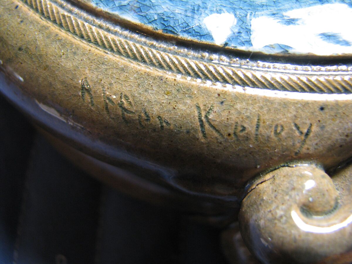 Pilgrim flask, Chelsea Keramic Art Works (1872–1889), Earthenware, American