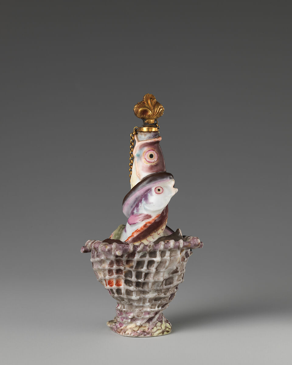 Fish in net, Chelsea Porcelain Manufactory (British, 1745–1784, Red Anchor Period, ca. 1753–58), Soft-paste porcelain, British, Chelsea 