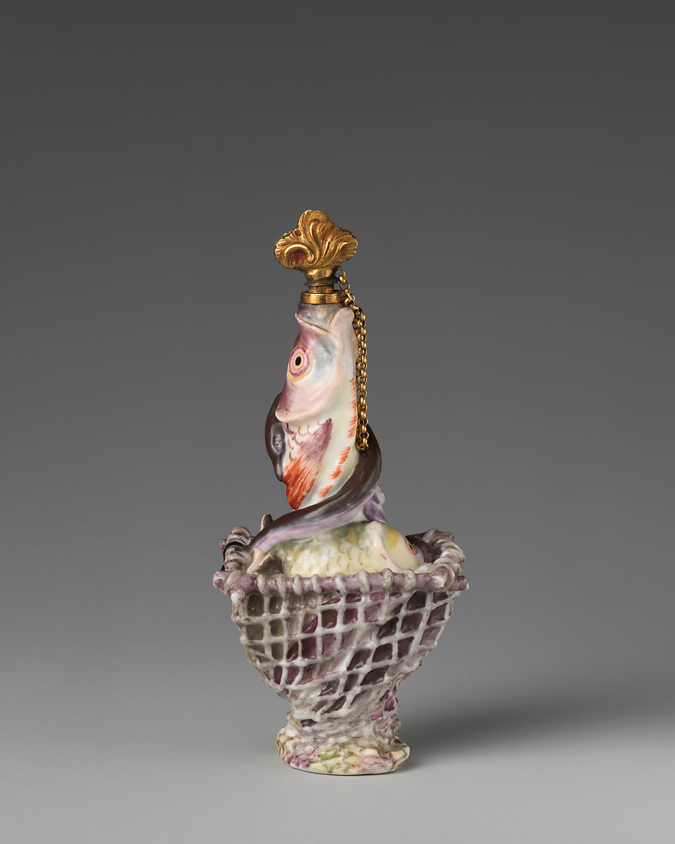 Fish in net, Chelsea Porcelain Manufactory (British, 1745–1784, Red Anchor Period, ca. 1753–58), Soft-paste porcelain, British, Chelsea