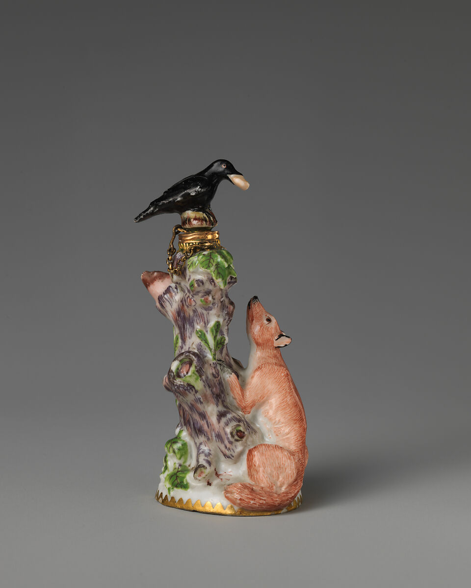 Fox and crow in a group, Chelsea Porcelain Manufactory (British, 1745–1784, Red Anchor Period, ca. 1753–58), Soft-paste porcelain, British, Chelsea