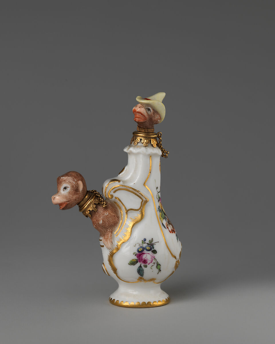 Monkeys within vase, Chelsea Porcelain Manufactory (British, 1745–1784, Red Anchor Period, ca. 1753–58), Soft-paste porcelain, British, Chelsea 