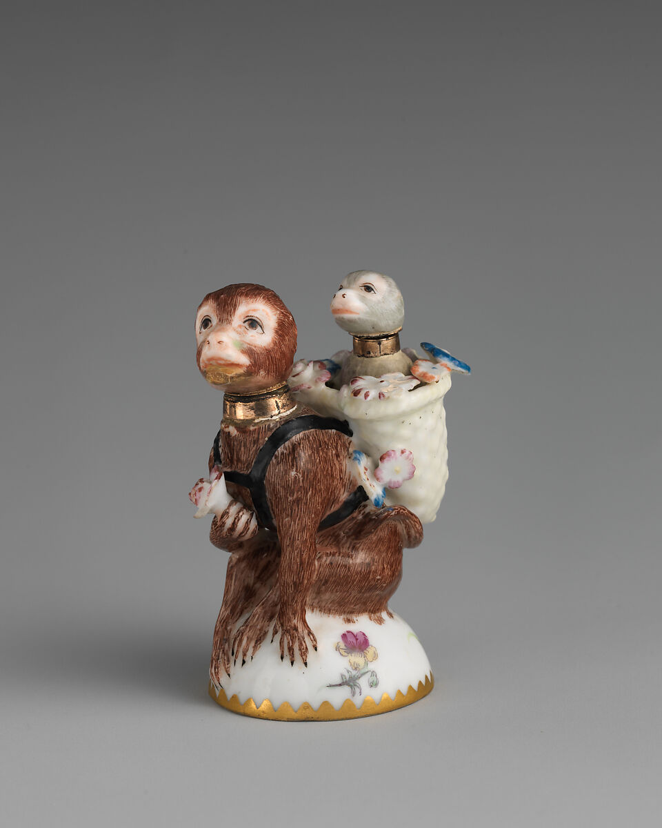 Monkey with young, Chelsea Porcelain Manufactory (British, 1745–1784, Red Anchor Period, ca. 1753–58), Soft-paste porcelain, British, Chelsea 