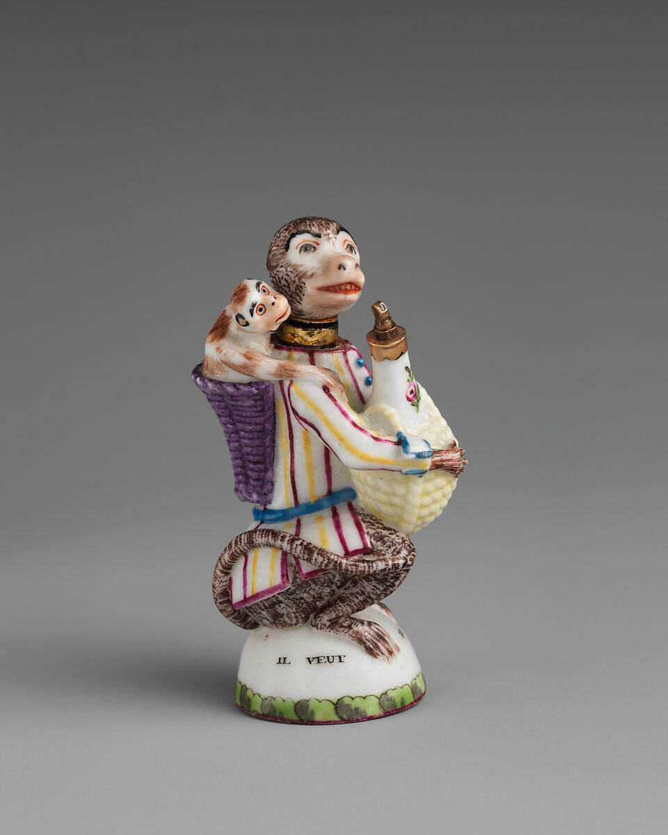 Monkey with young, Saint James&#39;s Factory (British, ca. 1748/49–1760), Soft-paste porcelain, British, London 