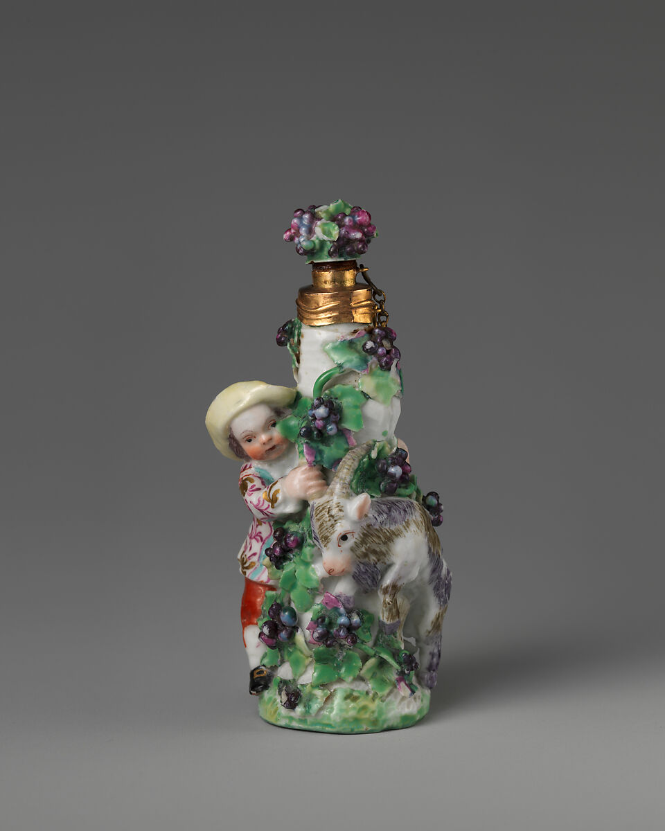 Boy with goat, Chelsea Porcelain Manufactory (British, 1745–1784, Gold Anchor Period, 1759–69), Soft-paste porcelain, British, Chelsea