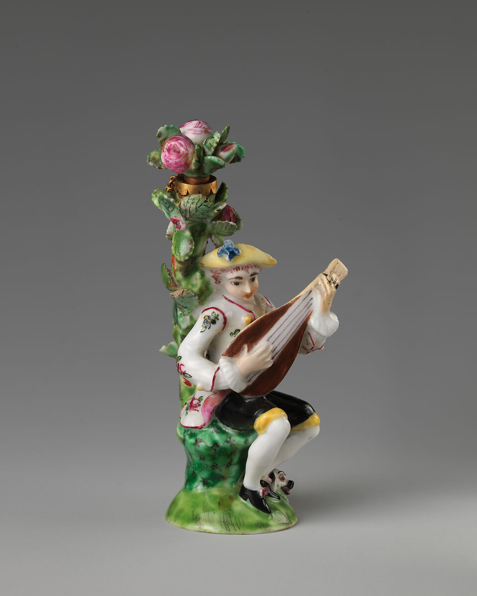 Boy with mandolin, Saint James&#39;s Factory (British, ca. 1748/49–1760), Soft-paste porcelain, British, London 