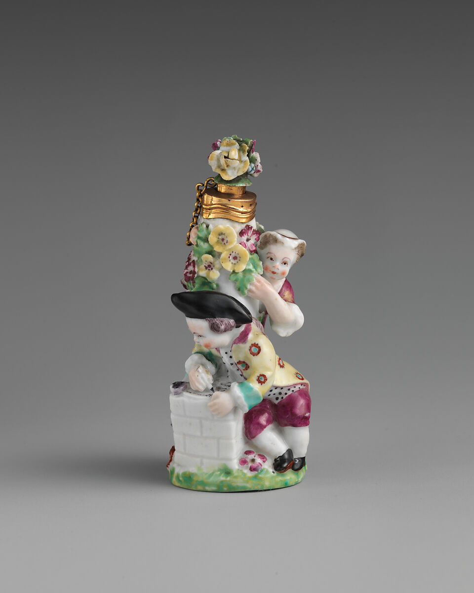 Boy letter-writer and girl in group, Chelsea Porcelain Manufactory (British, 1745–1784, Gold Anchor Period, 1759–69), Soft-paste porcelain, British, Chelsea 