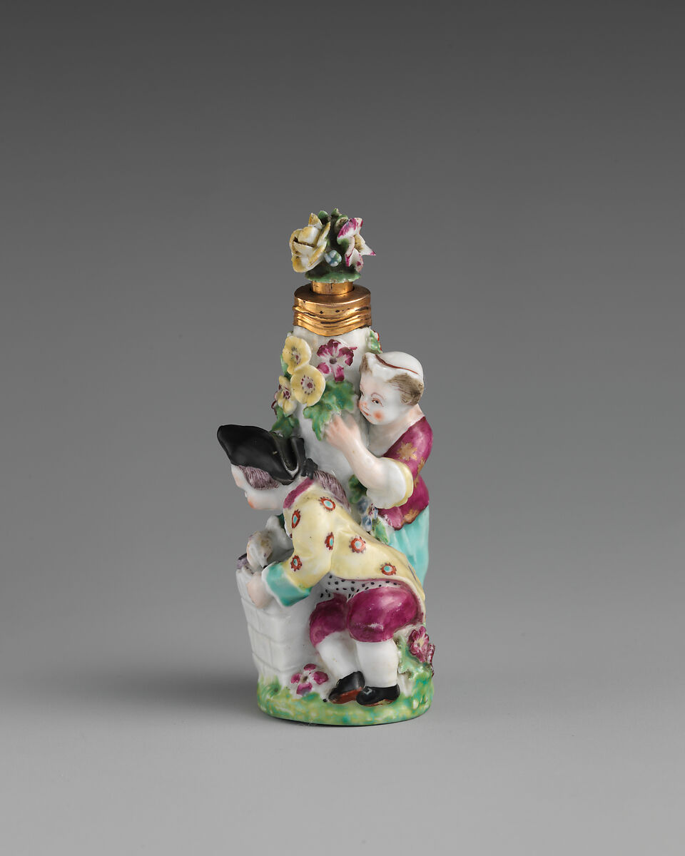 Boy letter-writer and girl in group, Chelsea Porcelain Manufactory (British, 1745–1784, Gold Anchor Period, 1759–69), Soft-paste porcelain, British, Chelsea