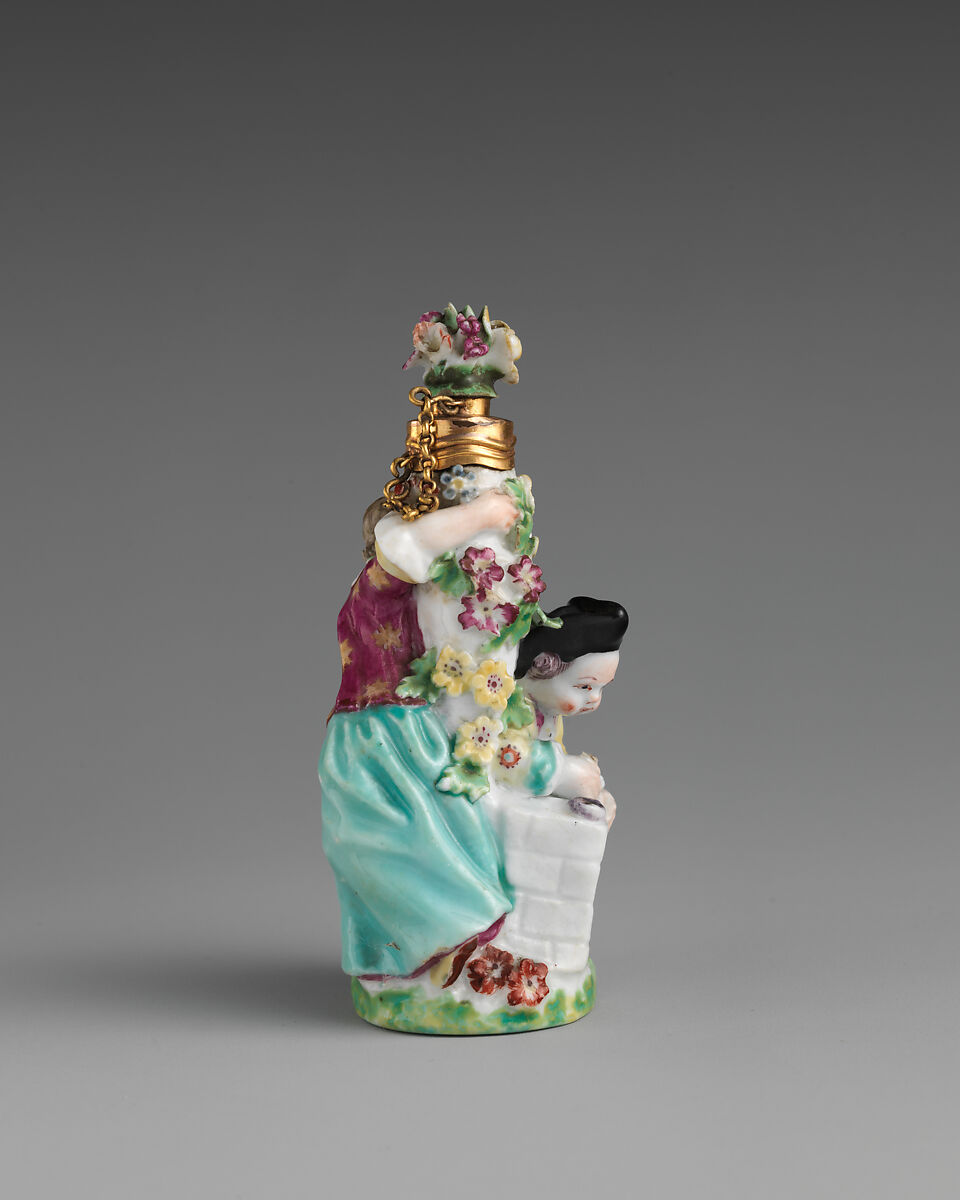 Boy letter-writer and girl in group, Chelsea Porcelain Manufactory (British, 1745–1784, Gold Anchor Period, 1759–69), Soft-paste porcelain, British, Chelsea