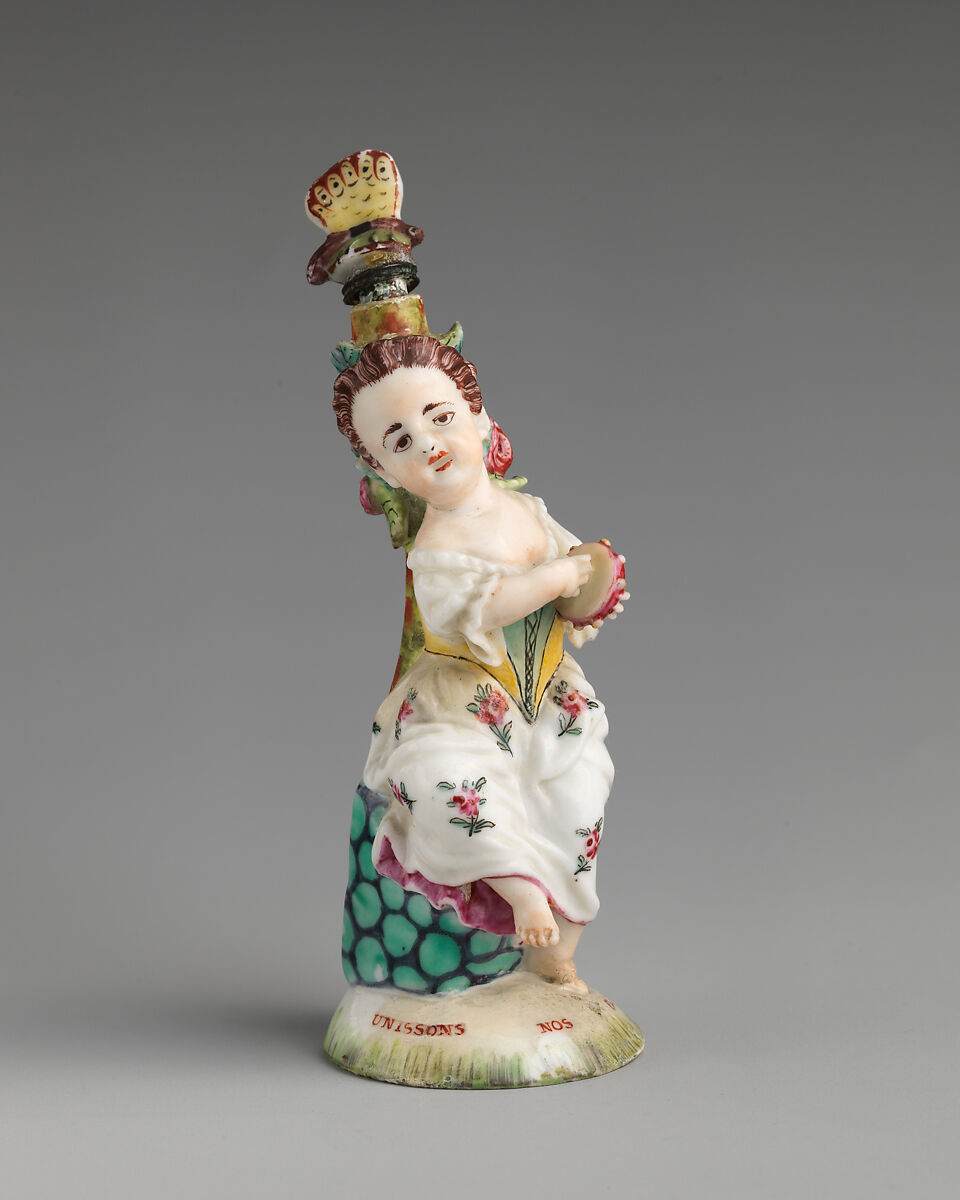 Girl with tambourine, Saint James&#39;s Factory (British, ca. 1748/49–1760), Soft-paste porcelain, British, London 