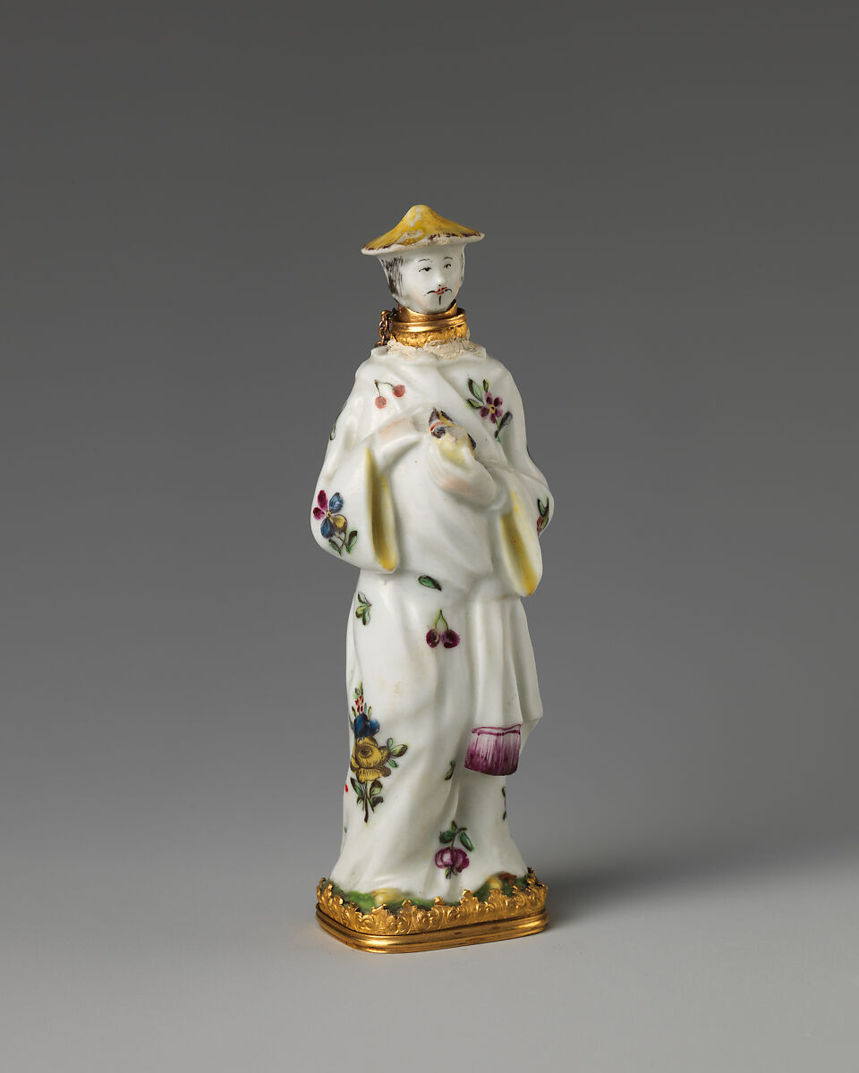 Chinese figure with bird, Saint James&#39;s Factory (British, ca. 1748/49–1760), Soft-paste porcelain, British, London 