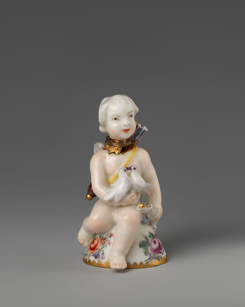 Cupid with doves, Chelsea Porcelain Manufactory (British, 1745–1784, Red Anchor Period, ca. 1753–58), Soft-paste porcelain, British, Chelsea