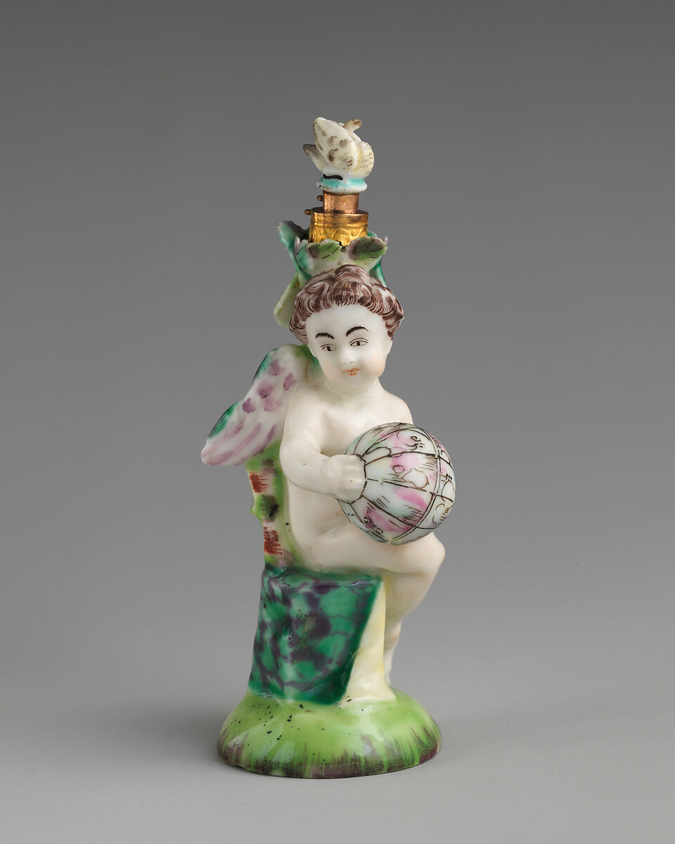 Cupid with globe, Saint James&#39;s Factory (British, ca. 1748/49–1760), Soft-paste porcelain, British, London 