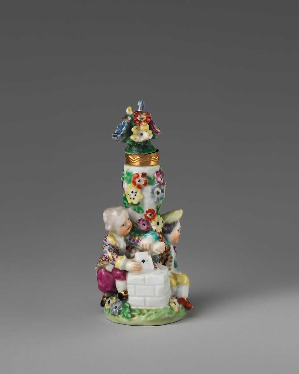 Cupid at the grindstone, Chelsea Porcelain Manufactory (British, 1745–1784, Gold Anchor Period, 1759–69), Soft-paste porcelain, British, Chelsea