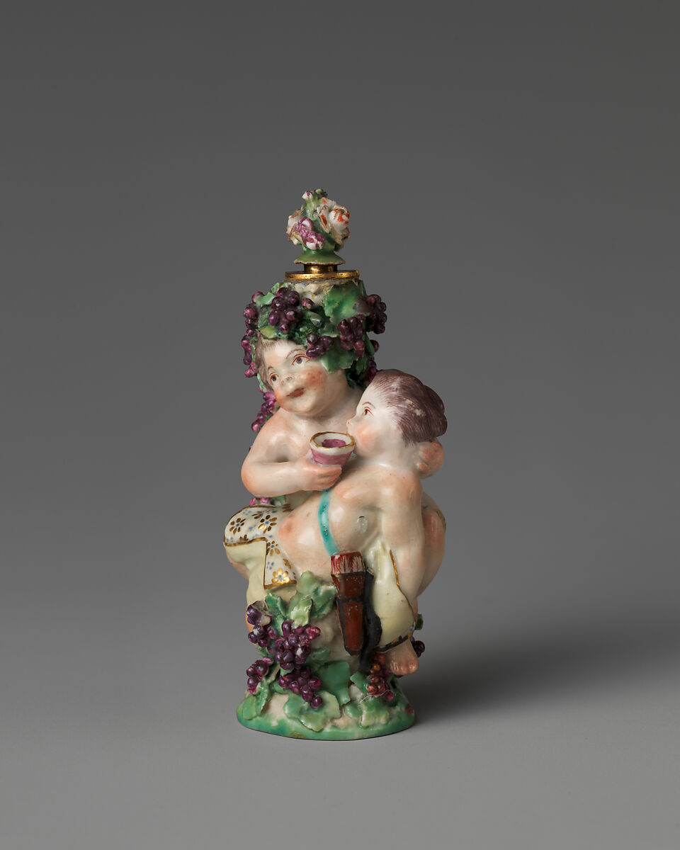 Cupid and infant Bacchus in a group, Chelsea Porcelain Manufactory (British, 1745–1784, Gold Anchor Period, 1759–69), Soft-paste porcelain, British, Chelsea