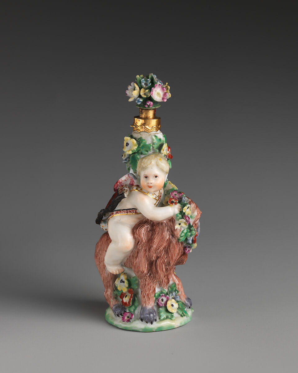 Cupid on a lion, Chelsea Porcelain Manufactory (British, 1745–1784, Gold Anchor Period, 1759–69), Soft-paste porcelain, British, Chelsea 