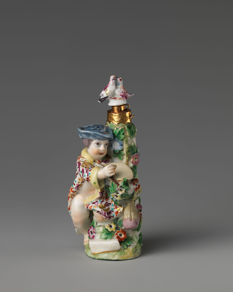 Cupid as painter, Chelsea Porcelain Manufactory (British, 1745–1784, Gold Anchor Period, 1759–69), Soft-paste porcelain, British, Chelsea 