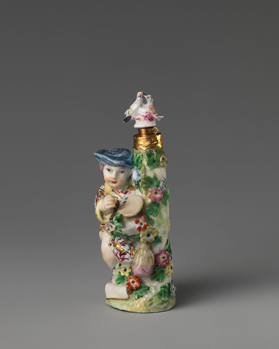 Cupid as painter, Chelsea Porcelain Manufactory (British, 1745–1784, Gold Anchor Period, 1759–69), Soft-paste porcelain, British, Chelsea