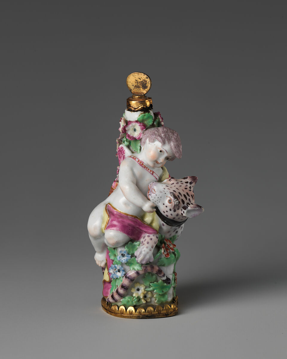 Cupid with panther, Chelsea Porcelain Manufactory (British, 1745–1784, Gold Anchor Period, 1759–69), Soft-paste porcelain, British, Chelsea 