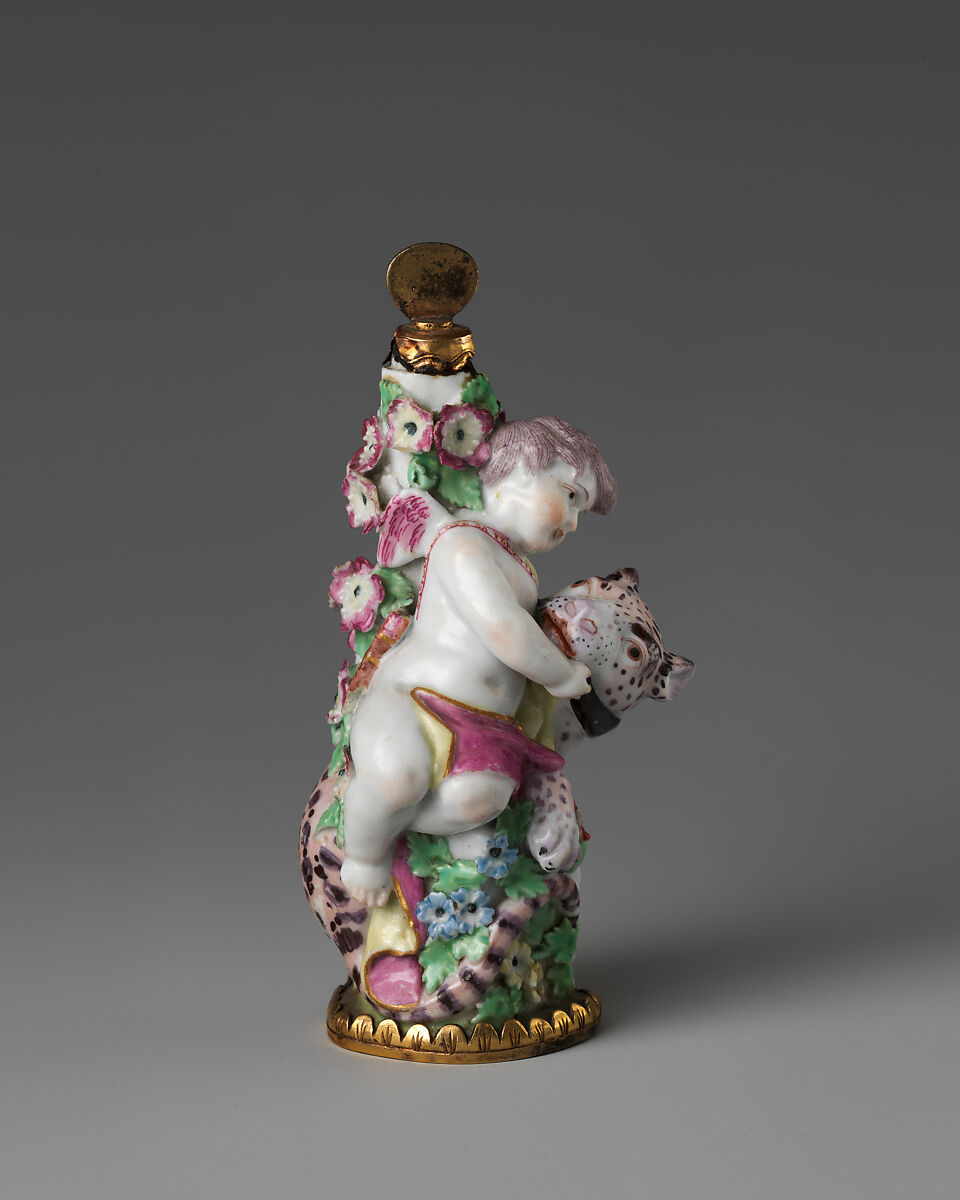 Cupid with panther, Chelsea Porcelain Manufactory (British, 1745–1784, Gold Anchor Period, 1759–69), Soft-paste porcelain, British, Chelsea