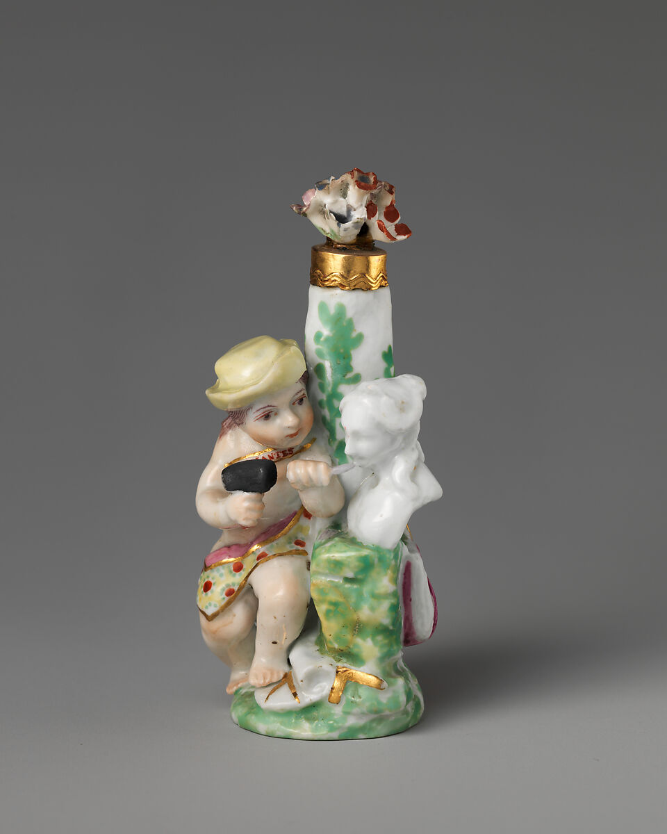 Cupid as sculptor, Chelsea Porcelain Manufactory (British, 1745–1784, Gold Anchor Period, 1759–69), Soft-paste porcelain, British, Chelsea