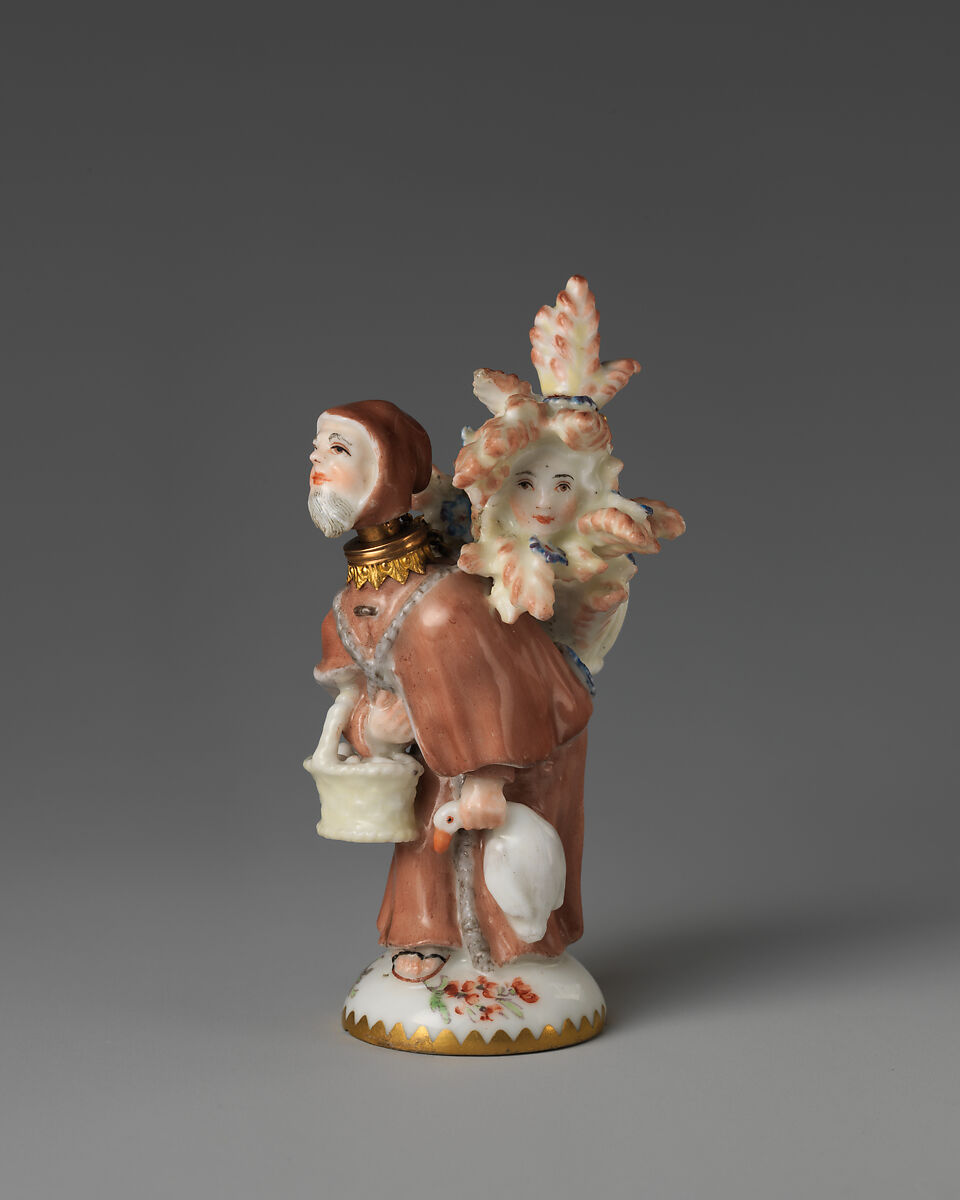 Friar carrying a woman, Chelsea Porcelain Manufactory (British, 1745–1784, Red Anchor Period, ca. 1753–58), Soft-paste porcelain, British, Chelsea 