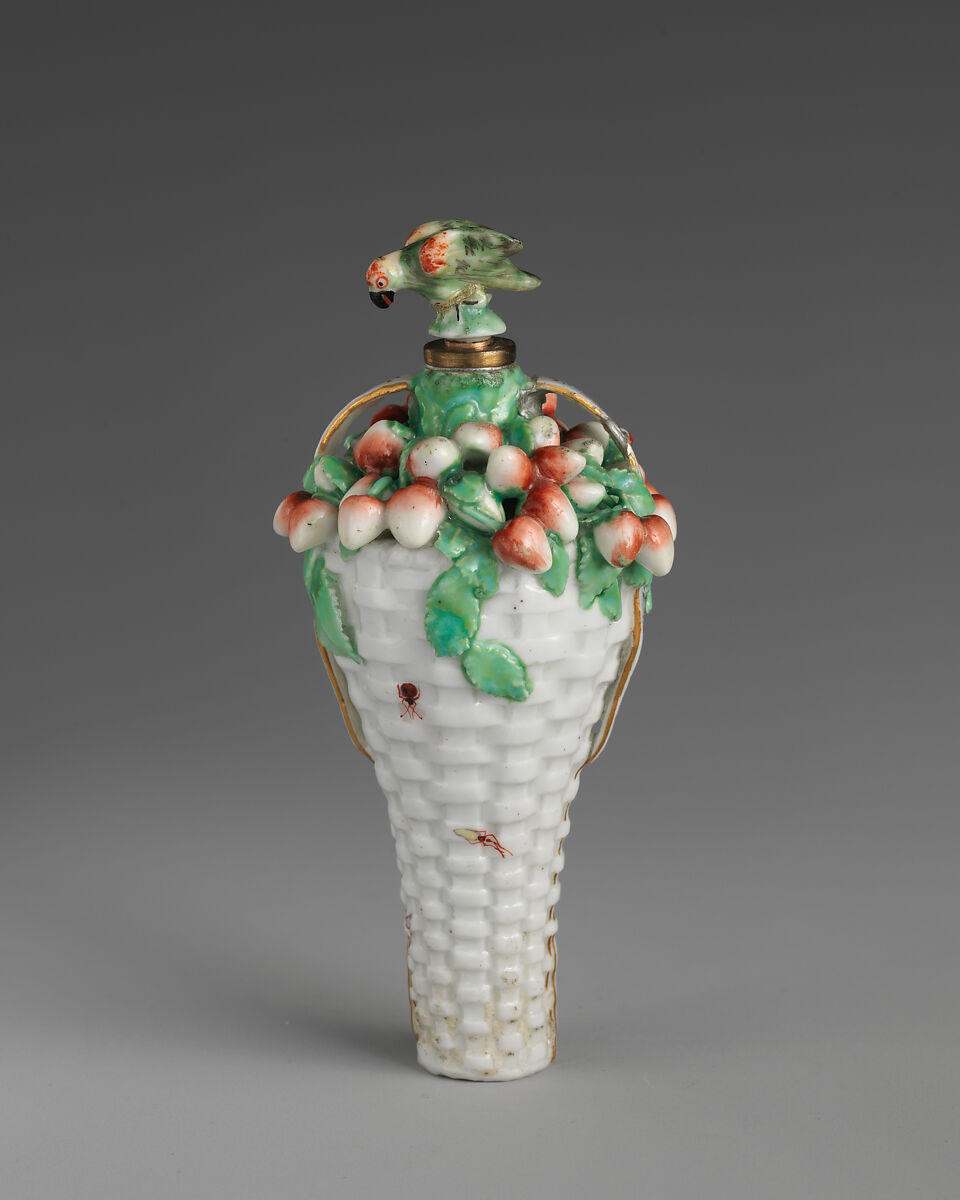 Basket of cherries, Chelsea Porcelain Manufactory (British, 1745–1784, Red Anchor Period, ca. 1753–58), Soft-paste porcelain, British, Chelsea 