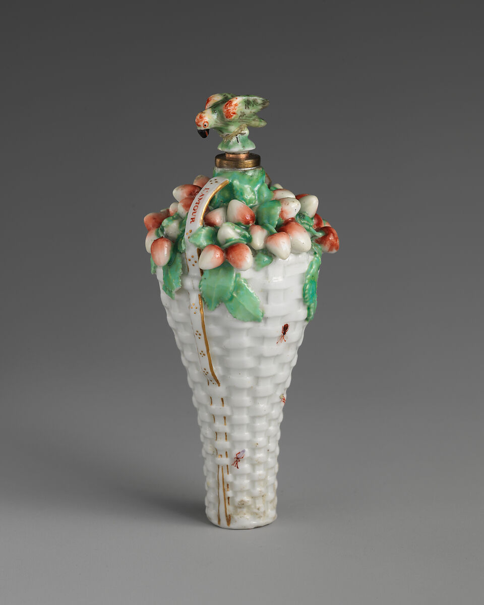 Basket of cherries, Chelsea Porcelain Manufactory (British, 1745–1784, Red Anchor Period, ca. 1753–58), Soft-paste porcelain, British, Chelsea