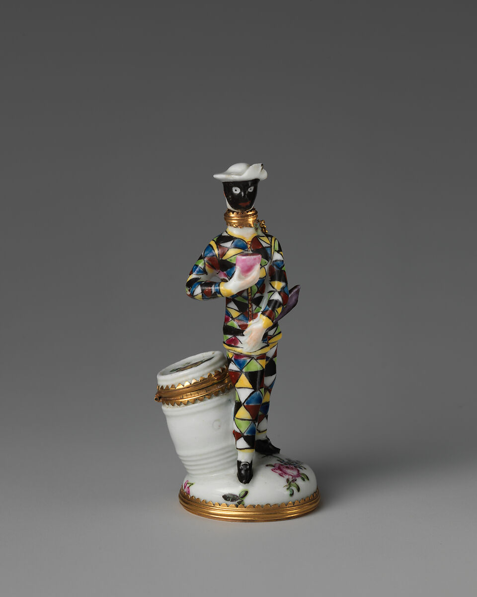 Harlequin with barrel, Saint James&#39;s Factory (British, ca. 1748/49–1760), Soft-paste porcelain, British, London 
