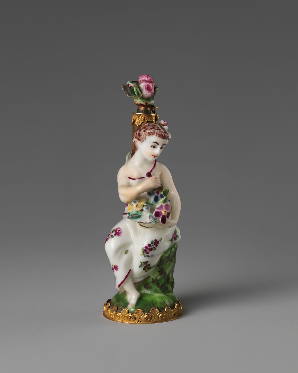 Girl with a basket of flowers, Saint James&#39;s Factory (British, ca. 1748/49–1760), Soft-paste porcelain, British, London 