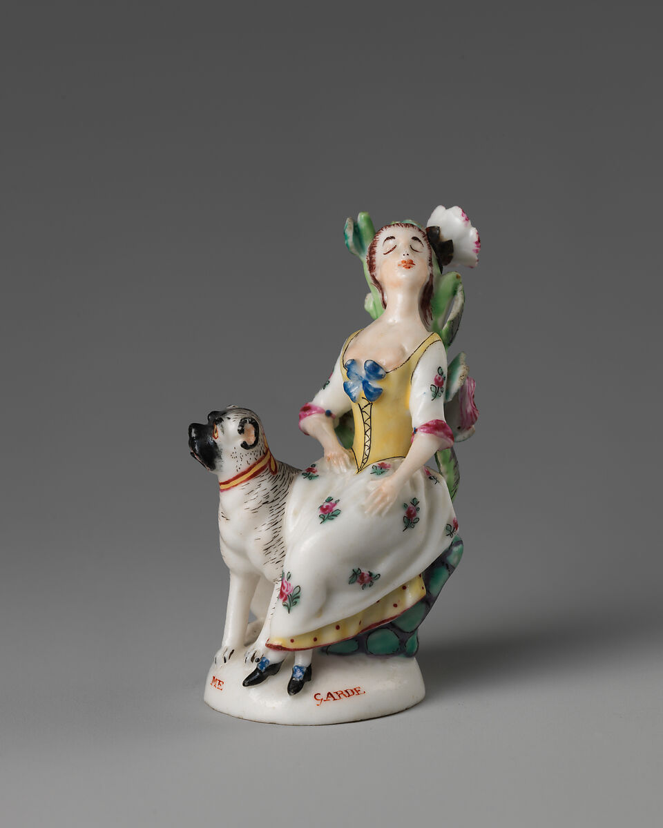 Girl with dog, Saint James&#39;s Factory (British, ca. 1748/49–1760), Soft-paste porcelain, British, London 