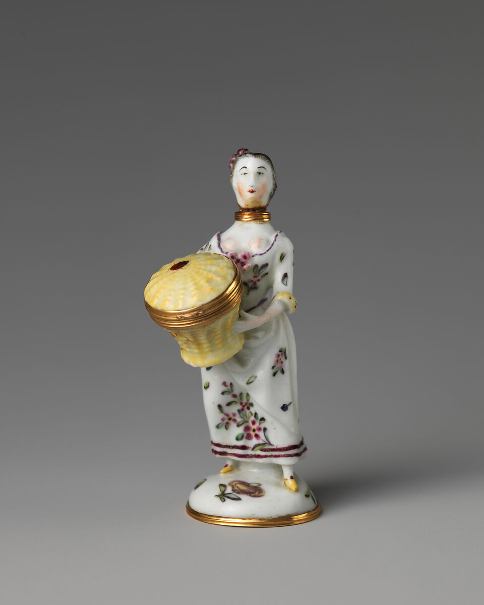 Lady with basket, Saint James&#39;s Factory (British, ca. 1748/49–1760), Soft-paste porcelain, British, London 