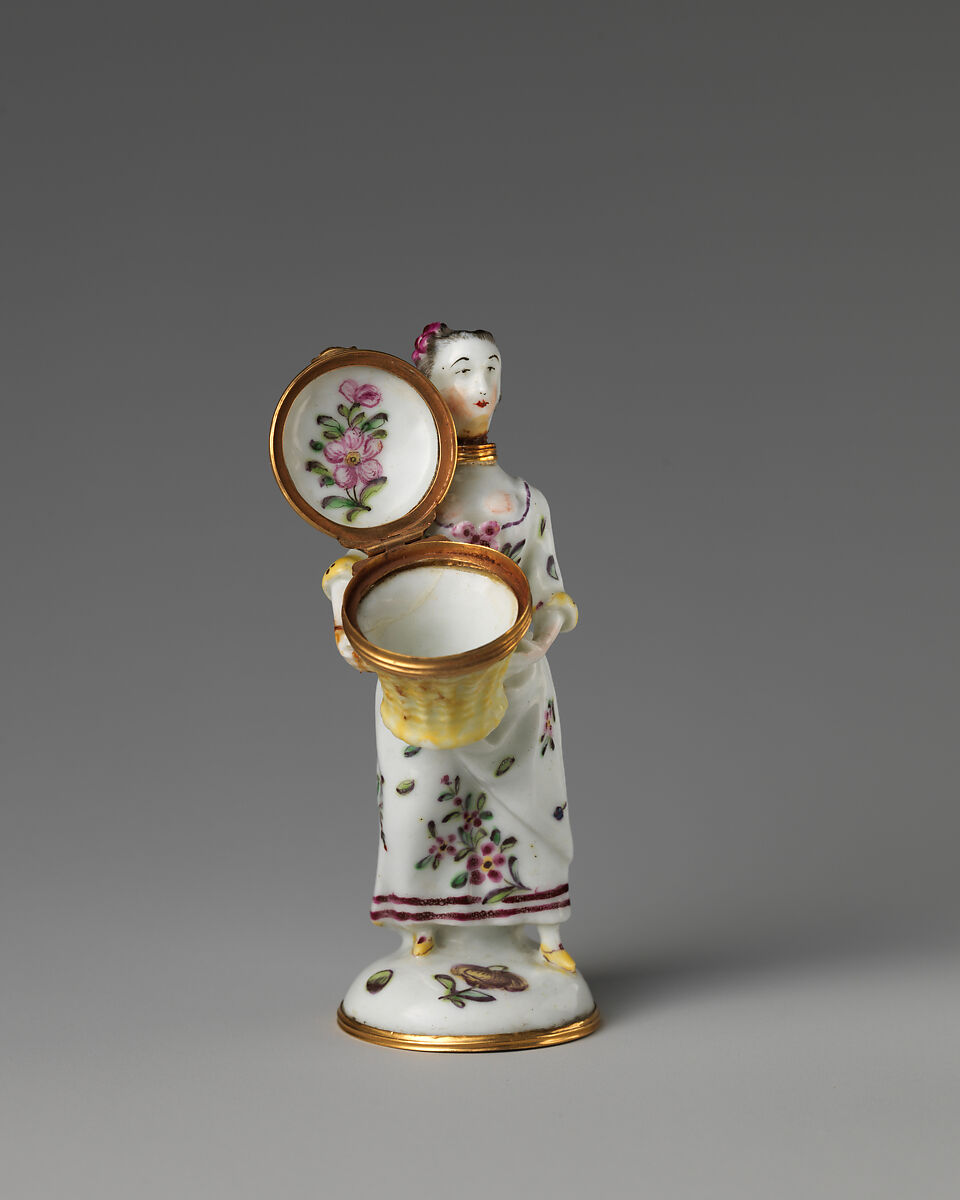 Lady with basket, Saint James's Factory (British, ca. 1748/49–1760), Soft-paste porcelain, British, London